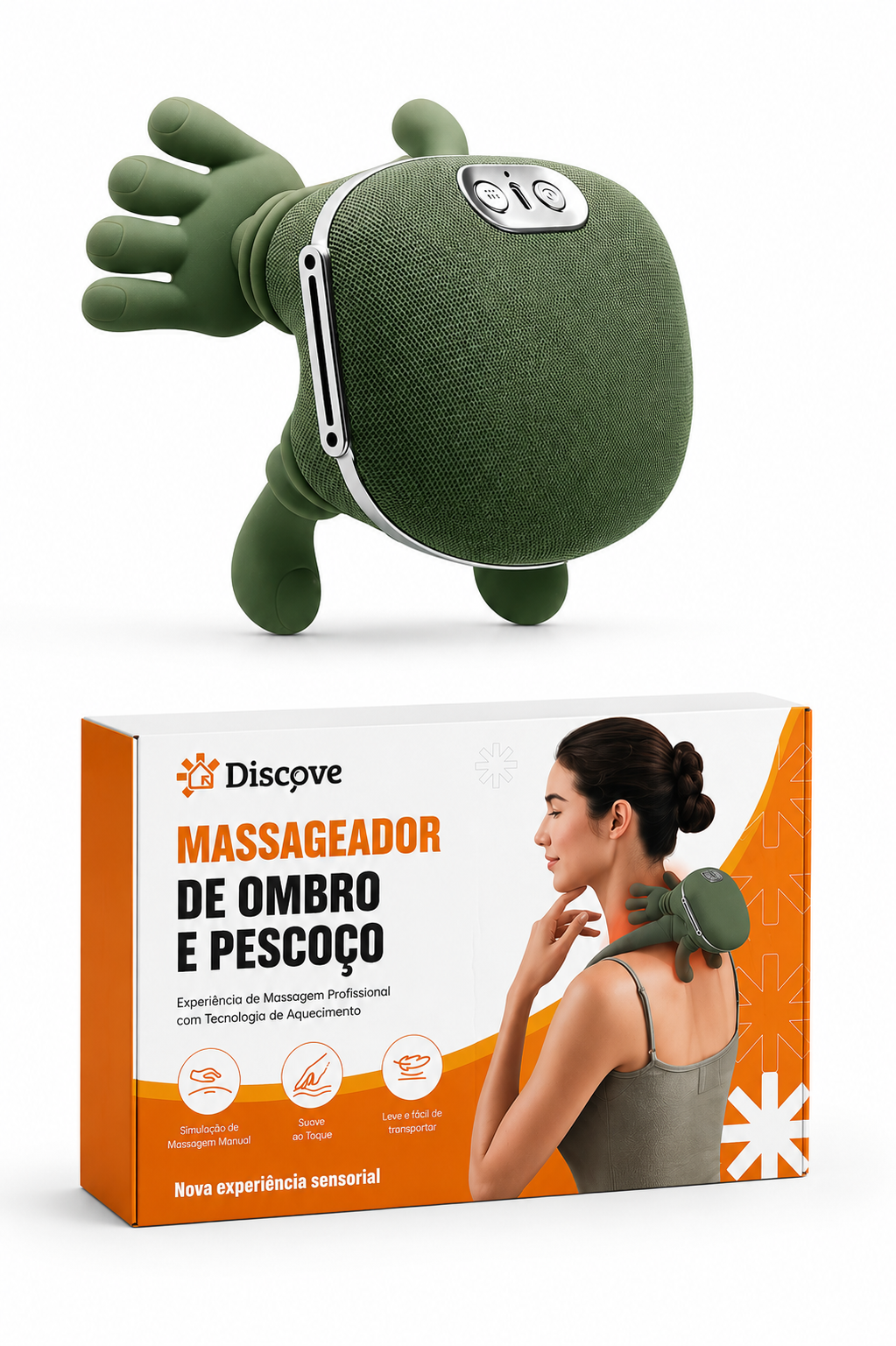 Massageador Cervical 4D Discove MG005-VD – Aquecimento Dual Zone e Bateria Recarregável