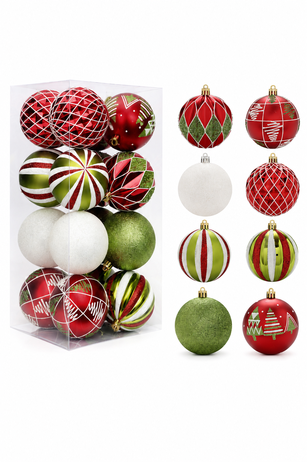 Kit de Bolas de Natal Discove Sphere Multicolor Vermelho e Verde – 16 Peças (SKU N58)