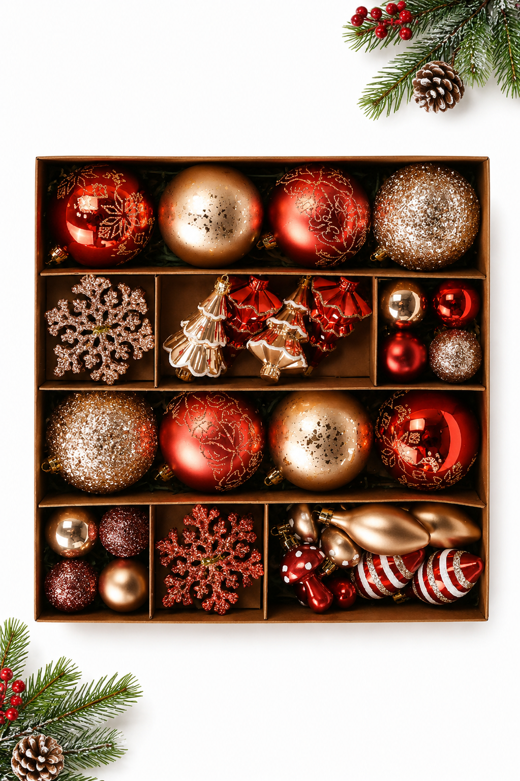 Kit de Enfeites de Natal Master Discove Coleção Antique Rosé – 46 Peças (SKU N71)